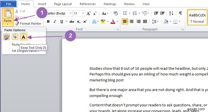 Cách sao chép và dán nhiều lựa chọn văn bản trong Microsoft Word 