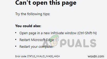 Khắc phục:Lỗi cài đặt cập nhật Microsoft Edge STATUS_INVALID_IMAGE_HASH trên Windows 10? 