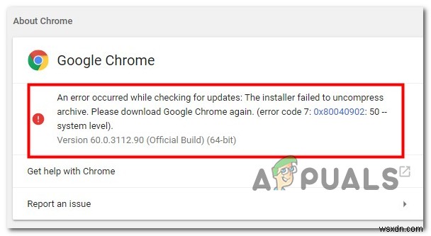 Cách khắc phục lỗi cập nhật Google Chrome 0x80040902 