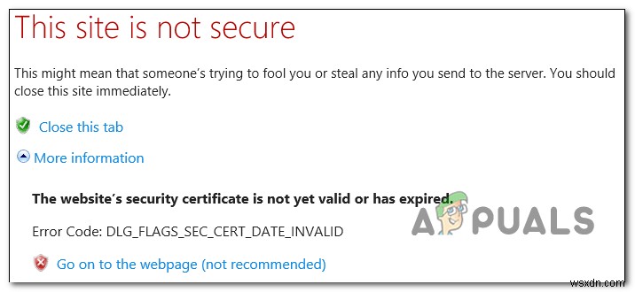 Khắc phục:DLG_FLAGS_SEC_CERT_DATE_INVALID trong Internet Explorer hoặc Edge 