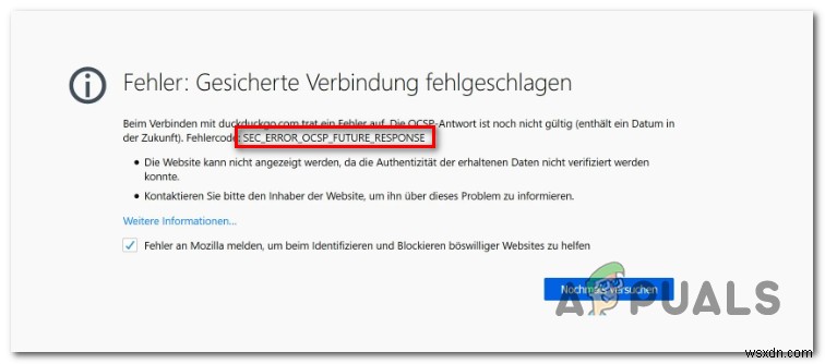 Khắc phục:Lỗi  SEC_ERROR_OCSP_FUTURE_RESPONSE  của Firefox 