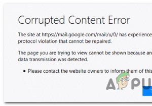 Lỗi nội dung bị hỏng ‘mail.google.com’ 
