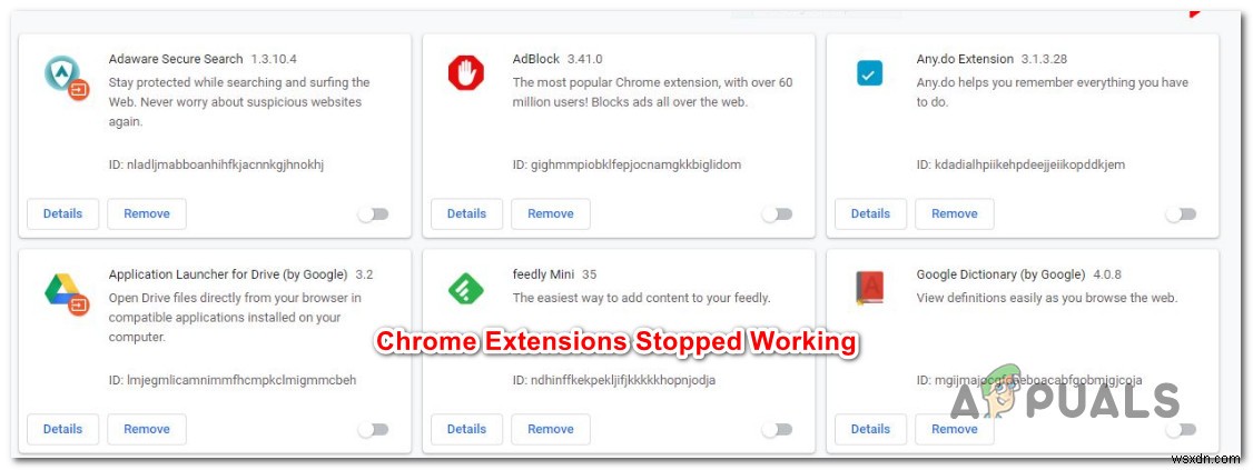 Khắc phục:Các tiện ích mở rộng của Chrome đã ngừng hoạt động 