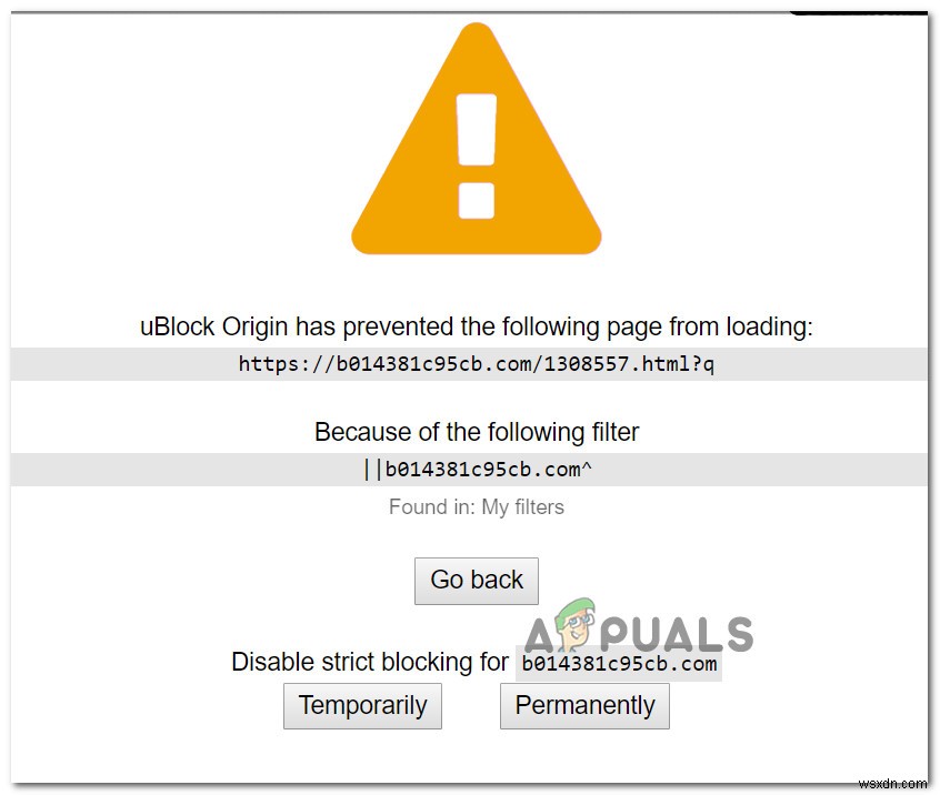 Khắc phục:uBlock Origin đã ngăn không cho tải trang sau 