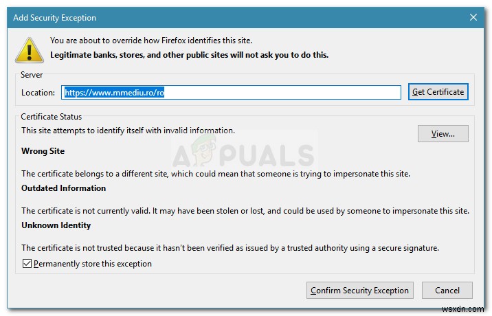 Khắc phục:SSL_ERROR_BAD_CERT_DOMAIN 