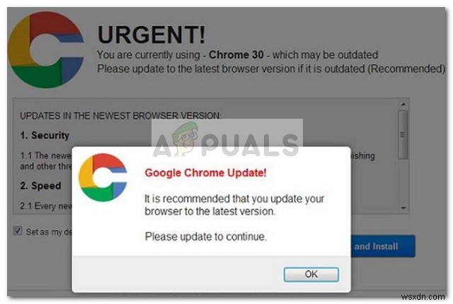 Khắc phục:Lừa đảo cập nhật Chrome nghiêm trọng 