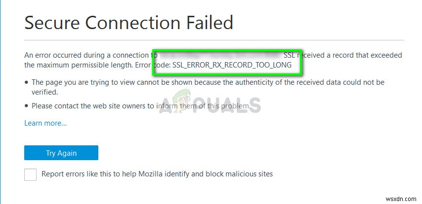 Khắc phục:SSL_ERROR_RX_RECORD_TOO_LONG 