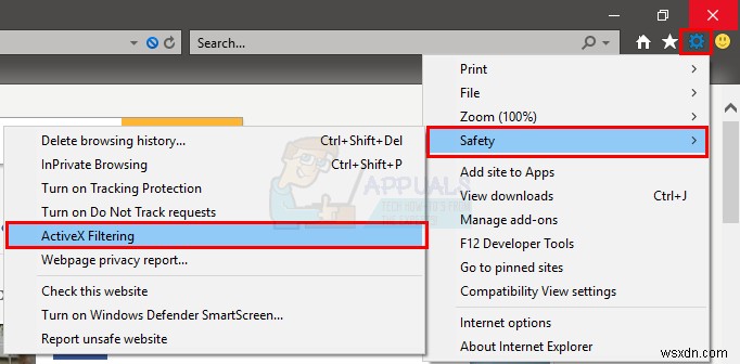 Cách sử dụng ActiveX Filtering trong Internet Explorer 