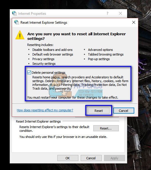 Khắc phục:Internet Explorer không mở 