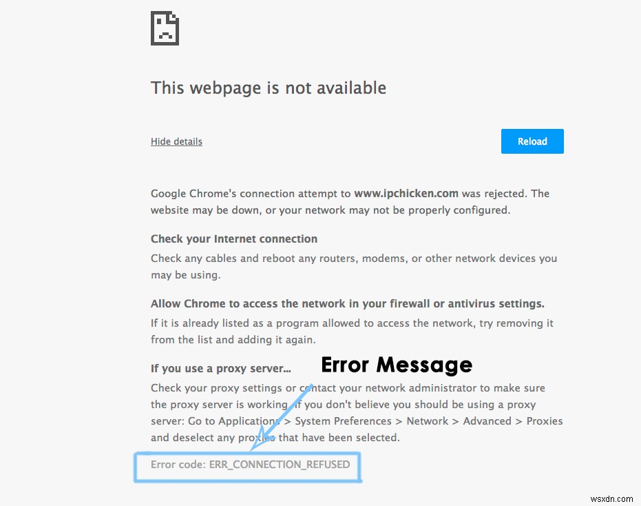 Khắc phục:err_connection_refused trên Google Chrome 