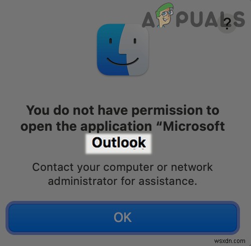 Khắc phục: Bạn không có quyền mở ứng dụng Microsoft Outlook  trên macOS 