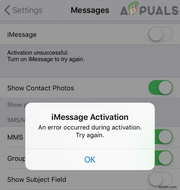 Khắc phục:Kích hoạt iMessage không thành công 