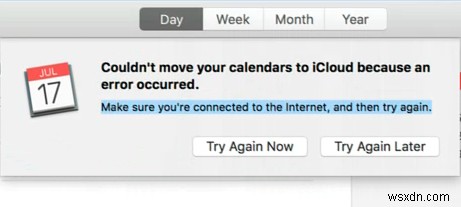 Không thể di chuyển Lịch của bạn sang iCloud vì đã xảy ra lỗi (Khắc phục) 