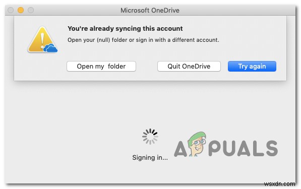 Bạn đã Đồng bộ hóa Tài khoản này trong OneDrive cho Mac 