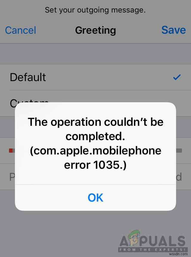 Cách sửa lỗi  com.apple.mobilephone error 1035  trên iPhone 