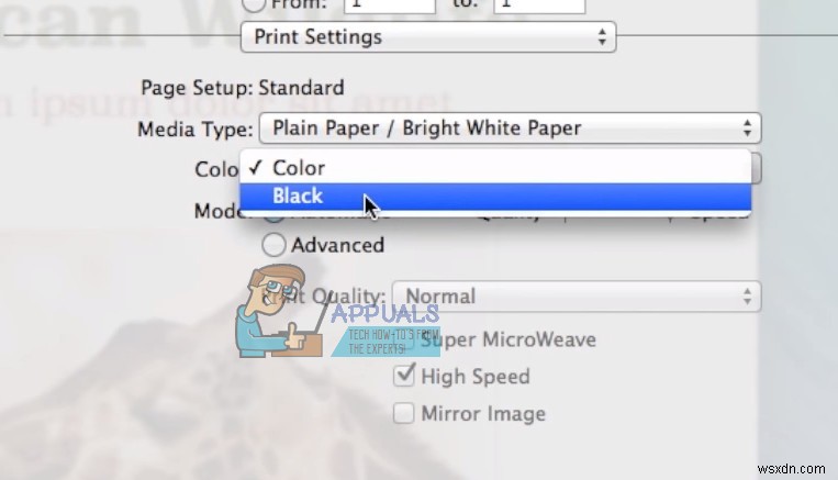 Cách in đen trắng trên máy Mac 