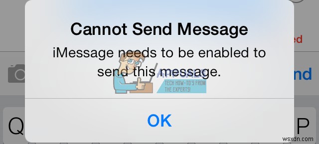 Khắc phục:Cần bật iMessage để gửi tin nhắn này 