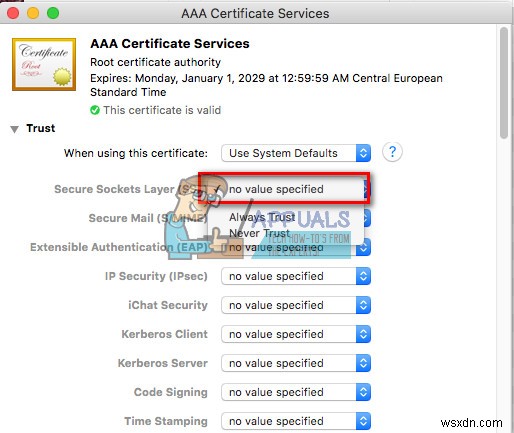 Khắc phục:iTunes không thể xác minh danh tính của máy chủ 