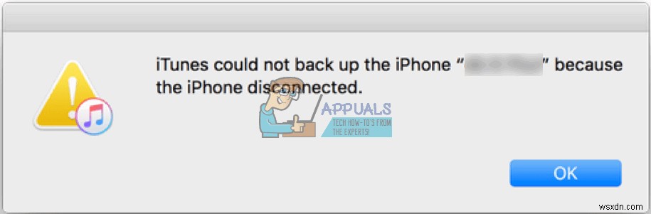 Khắc phục:iTunes không thể sao lưu iPhone do iPhone bị ngắt kết nối 
