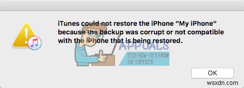 Khắc phục: iTunes không thể khôi phục iPhone hoặc iPad do iPhone / iPad bị hỏng hoặc không tương thích