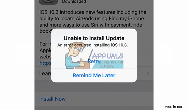 Khắc phục:Đã xảy ra lỗi khi cài đặt iOS 