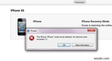 Khắc phục:Lỗi không xác định khôi phục iPhone 1