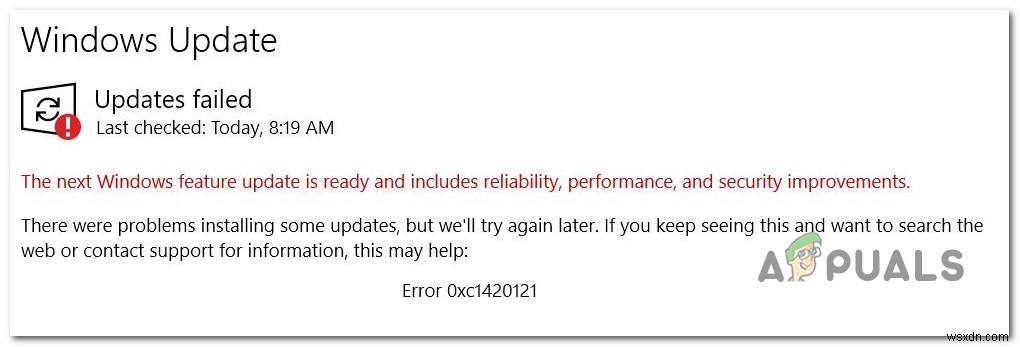 Làm thế nào để sửa mã lỗi Windows Update:0xc1420121? 