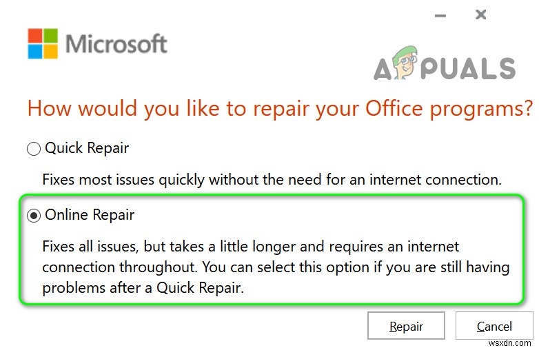 Khắc phục:Bị kẹt ở “Đang cập nhật Office, Vui lòng đợi trong giây lát” trên Windows? 