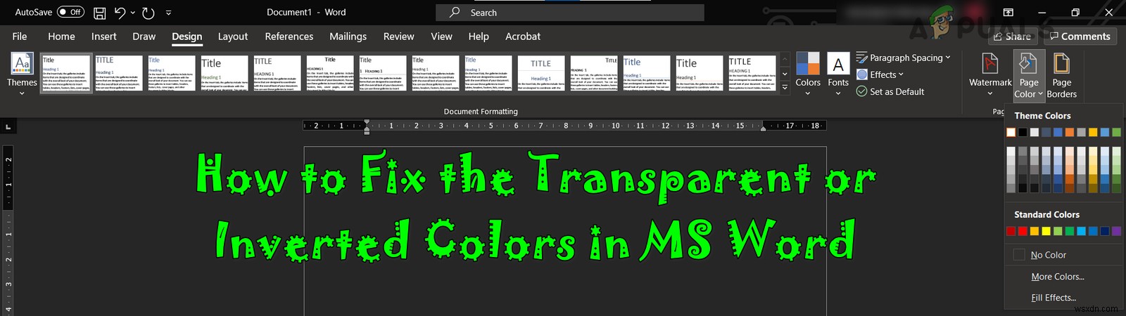 Làm thế nào để sửa màu trong suốt hoặc đảo ngược trong MS Word? 