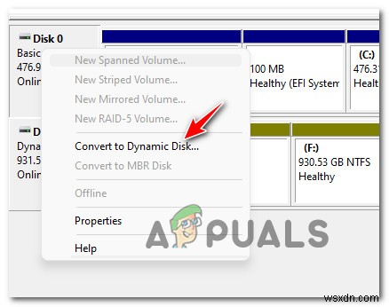 Làm thế nào để chuyển đổi một đĩa cơ bản thành một đĩa động trên Windows? 