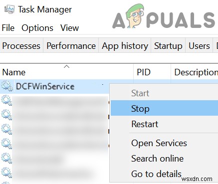 Cách khắc phục tình trạng sử dụng CPU cao của ‘DCFWinService’ trên Windows 
