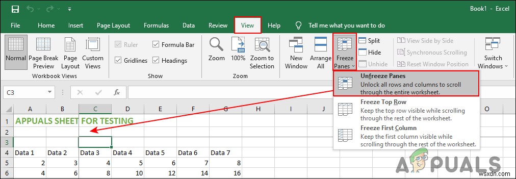 Cách cố định hàng và cột trong Microsoft Excel 