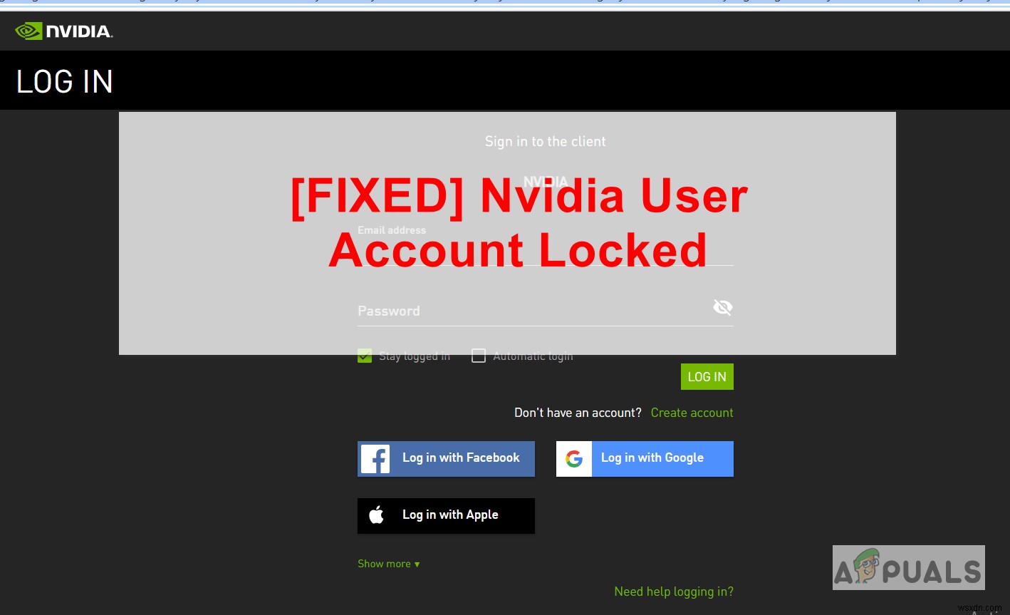 Mở khóa tài khoản người dùng NVIDIA bị khóa (Khắc phục) 