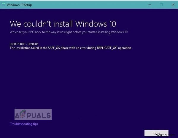 [Khắc phục] Cập nhật Windows 10 liên tục không thành công - ‘0x8007001f - 0x20006’ 