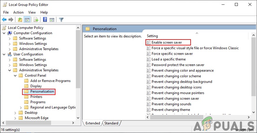 Làm cách nào để tắt Trình bảo vệ màn hình cho Người dùng Chuẩn trong Windows 10? 