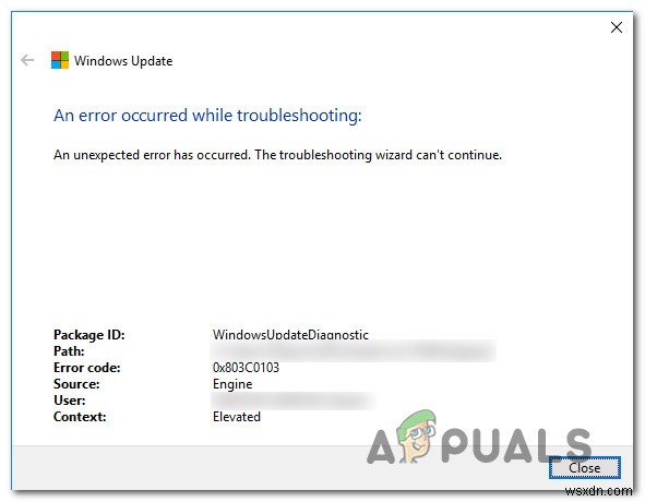 Cách khắc phục lỗi 0x803c0103 bằng Trình gỡ rối Windows Update 