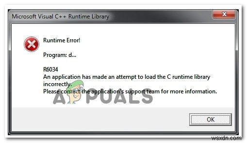 Cách sửa lỗi Visual C ++ Runtime ‘Error R6034’ 