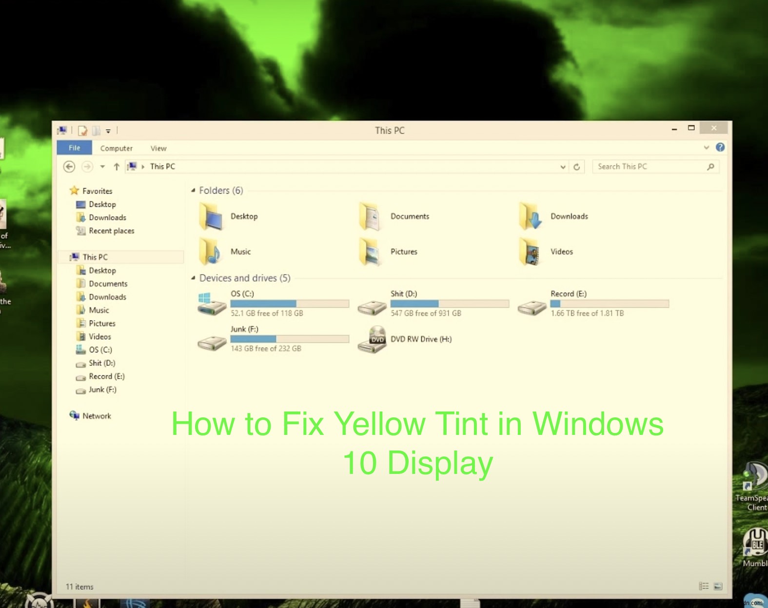 Cách khắc phục màu vàng trên màn hình Windows 