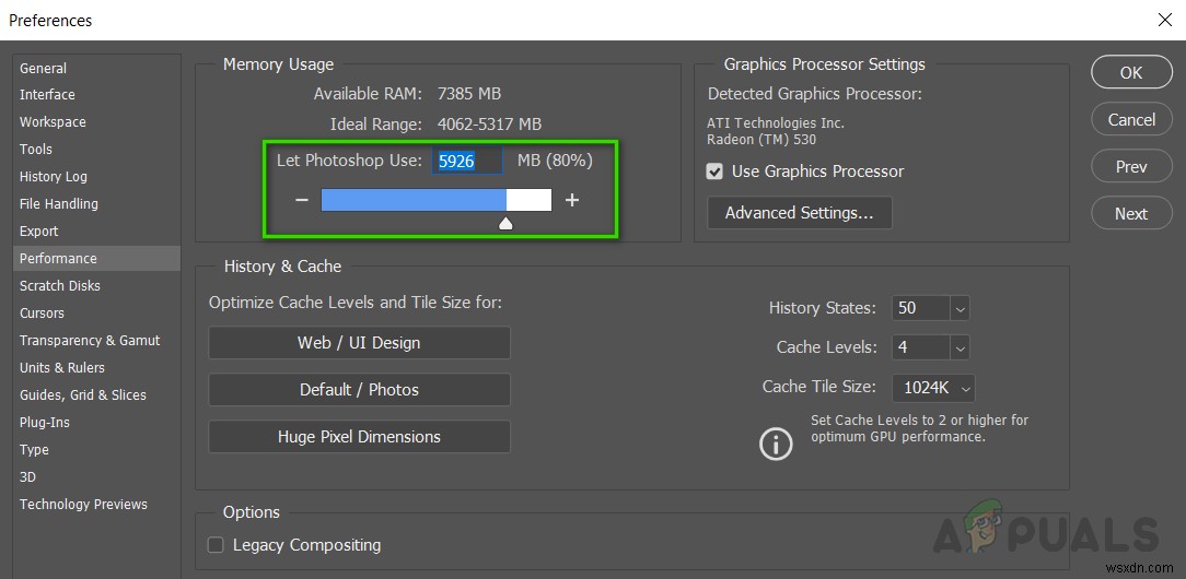 Làm thế nào để sửa lỗi Photoshop không đủ RAM trên Windows 10? 