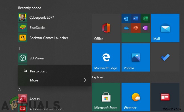 Làm thế nào để ngăn người dùng gỡ cài đặt ứng dụng khỏi menu Start trong Windows 10? 