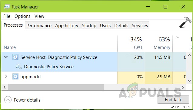 [FIX] Máy chủ dịch vụ:Chính sách chẩn đoán Dịch vụ sử dụng CPU và bộ nhớ cao 