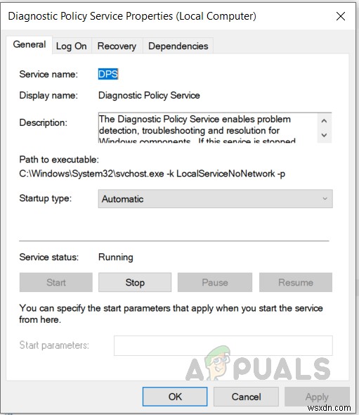 [FIX] Máy chủ dịch vụ:Chính sách chẩn đoán Dịch vụ sử dụng CPU và bộ nhớ cao 