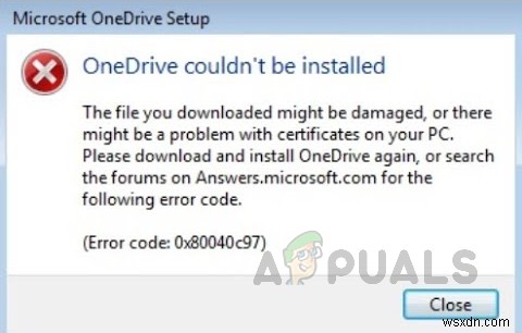 Cách khắc phục Mã lỗi cài đặt OneDrive 0x80040c97 trên Windows 10? 