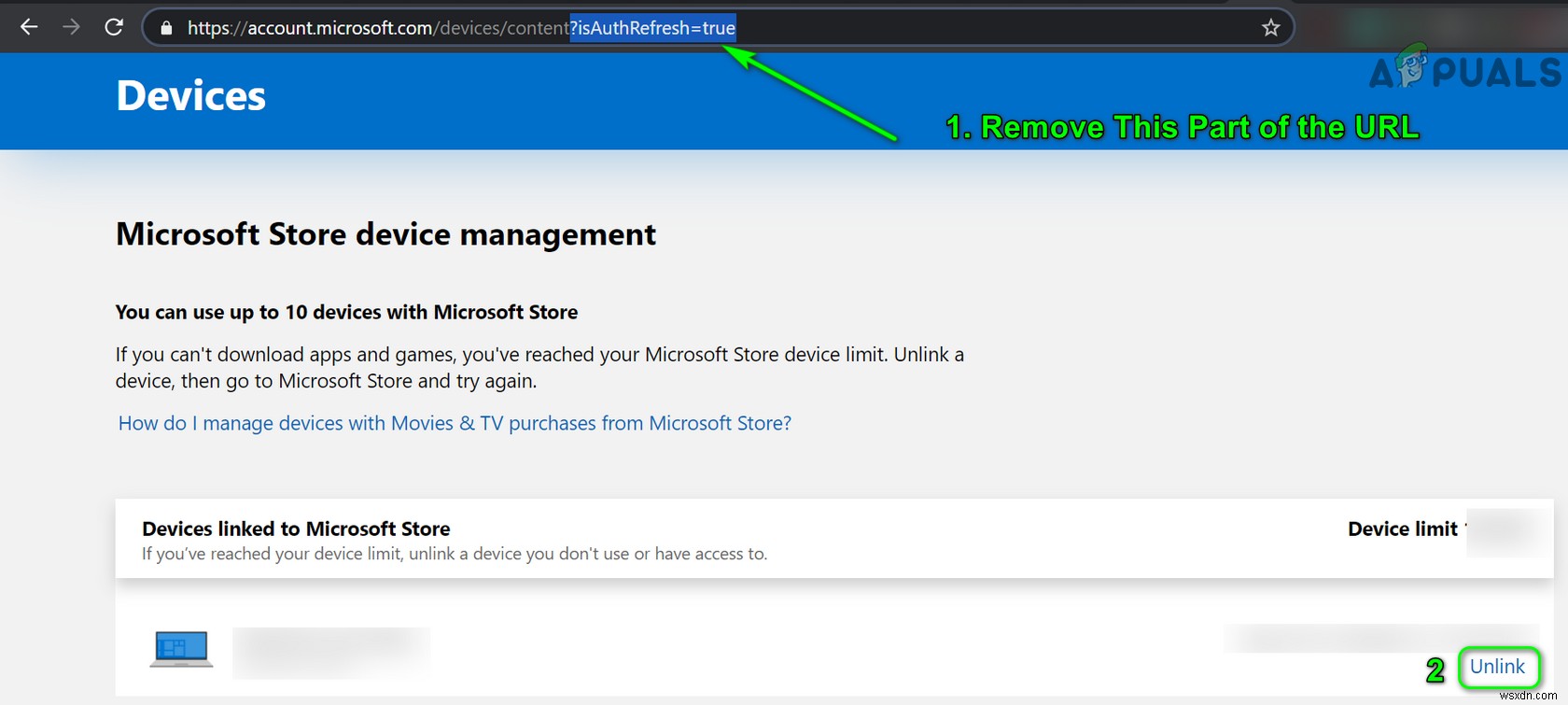 Khắc phục:Thiết bị tài khoản Microsoft Store không hủy liên kết 