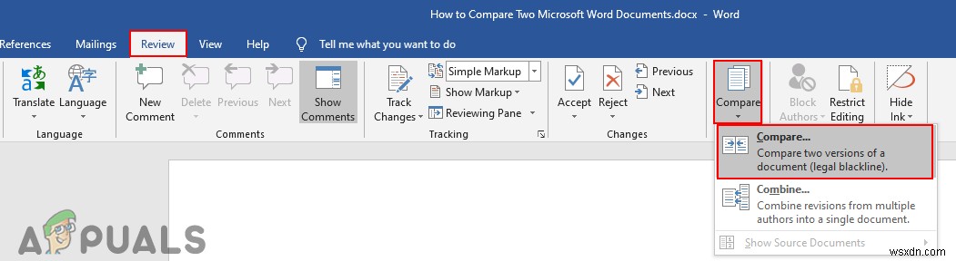 Làm thế nào để so sánh hai tài liệu Microsoft Word? 