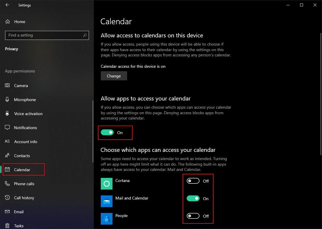 Làm cách nào để ngăn ứng dụng truy cập lịch trên Windows 10? 