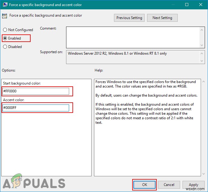 Làm cách nào để Chọn và Chỉ định Màu cho Nền và Dấu trong Windows Server 2012 R2? 