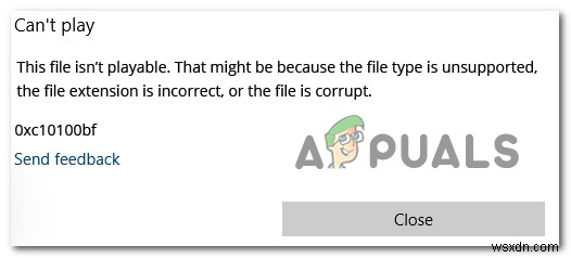Cách khắc phục 0xC10100BF (Không thể phát tệp này) 