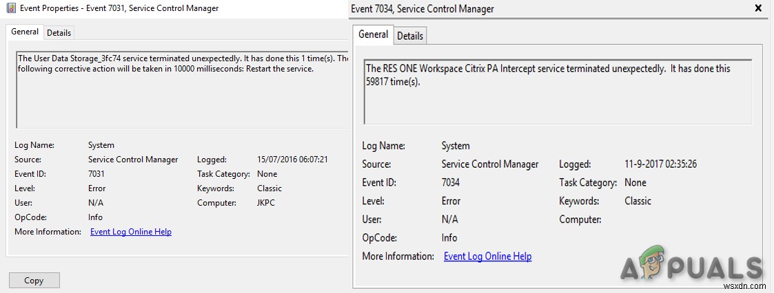 Cách sửa lỗi ID sự kiện 7031 hoặc 7034 khi người dùng đăng xuất khỏi Windows 10 