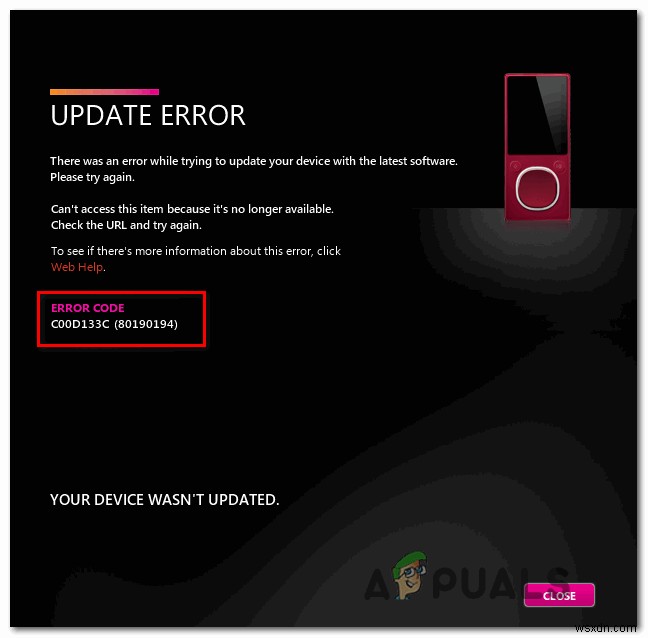 Cách sửa mã lỗi Zune C00D133C (80190194) 